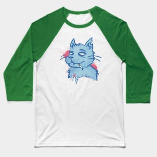 Blue smoking cat Baseball T-Shirt